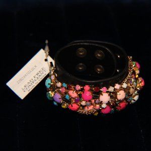 BRAND NEW bracelet by Fai, leather wrap with beads on golden chains